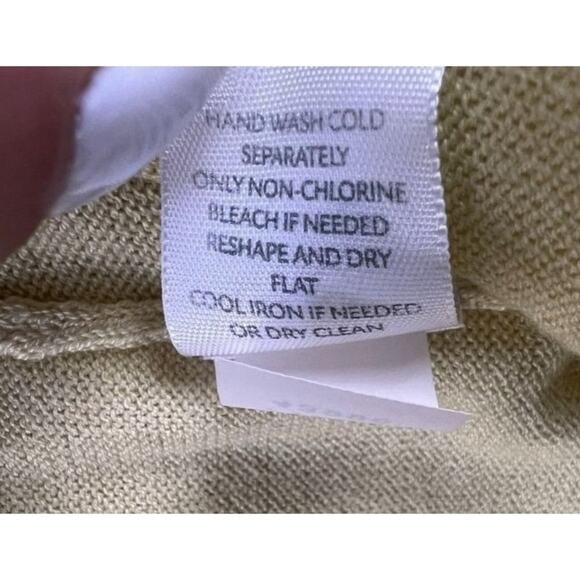 J.Jill Endive Sweater Womens Small Yellow Silk  Button Detail - Picture 7 of 8